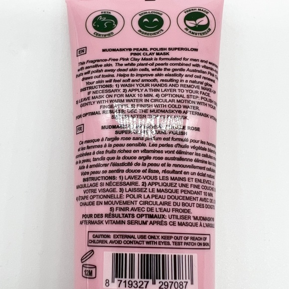 NEW Mudmasky Pearl Polish Superglow Pink Clay Mask, 60 ml - Picture 4 of 6
